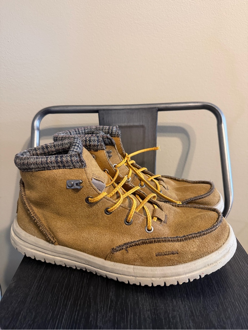HEYDUDE Bradley Eco Mustard Plaid Moc Toe Ankle Boots Men’s 11